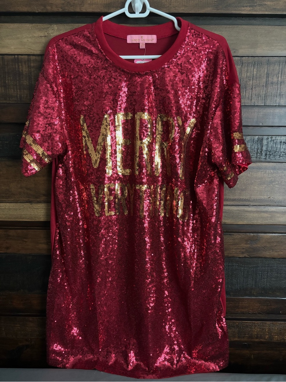 NWT Simply Southern “Merry Everything” Sequin Tacky Red Dress